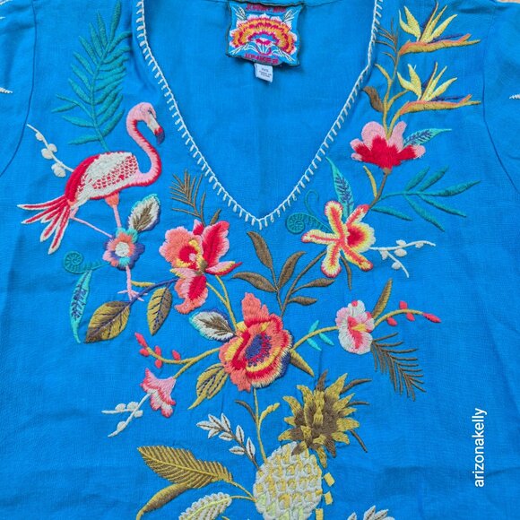 NWOT Johnny Was Nohea Linen Dress Embroidered XXS - Picture 8 of 12